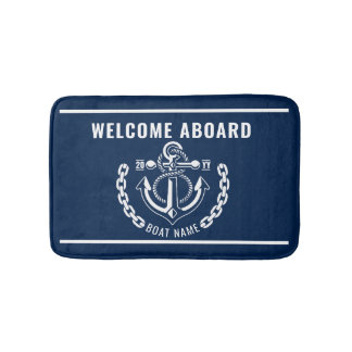 Tapis De Bain Ancre nautique Bateau et nom du capitaine Bath Mat