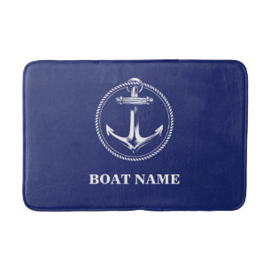 Tapis De Bain Ancre nautique Nom du bateau Bleu marine