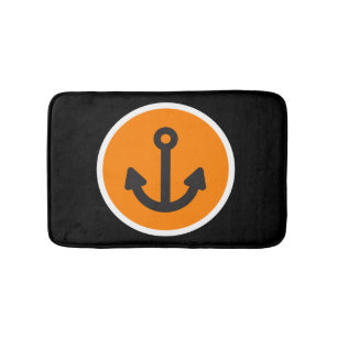 Tapis De Bain Ancre noir orange marine