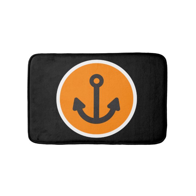 Tapis De Bain Ancre noir orange marine (Devant)