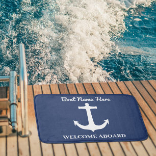 Tapis De Bain Ancre personnalisée Marine Blue Bath Mat Nom du ba