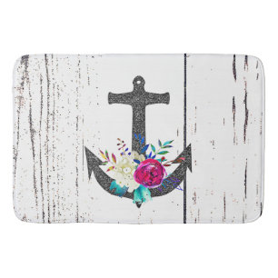 Tapis De Bain Ancre rustique de plage & Floraison audacieuse d'é
