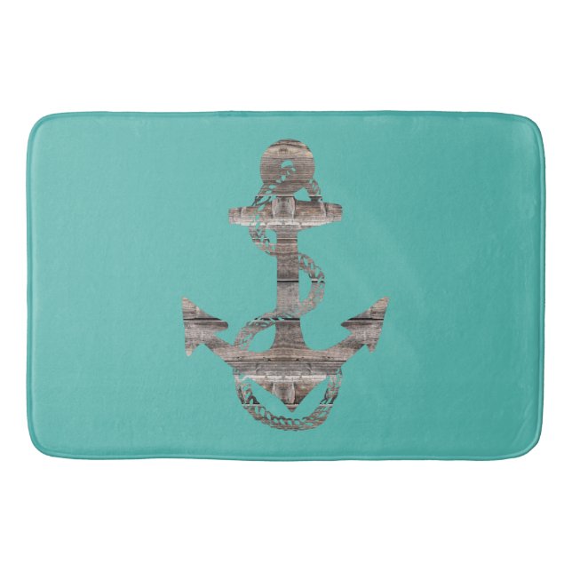 Tapis De Bain ANCRE + turquoise 24x36 l | (Devant)