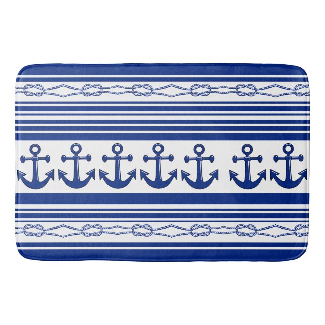 Tapis De Bain Ancres Nautiques Cordes Et Traces (Devant)