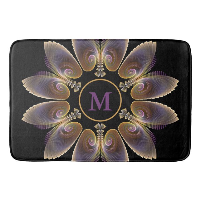 Tapis De Bain Ange Abstraite ailes Mandala Monogramme fractal (Devant)