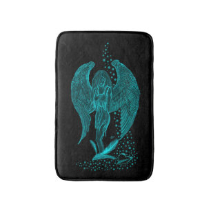 Tapis De Bain Angel perdu en amour, noir et vert Design