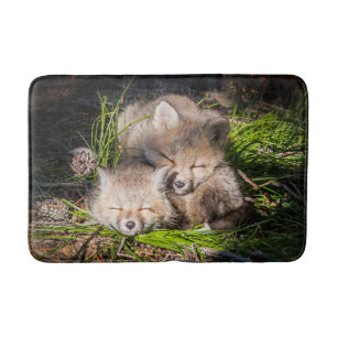 Tapis De Bain Animaux de bébés cutest   Baby Red Fox Kits Sleepi