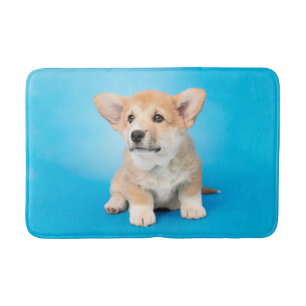 Tapis De Bain Animaux de bébés cutest Chiot de Corgi en bleu