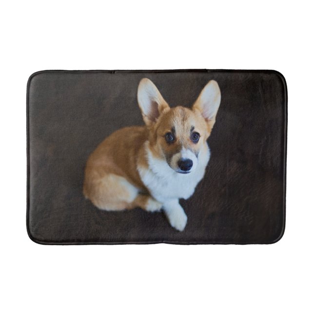 Tapis De Bain Animaux de bébés cutest | Corgi levant les yeux (Devant)