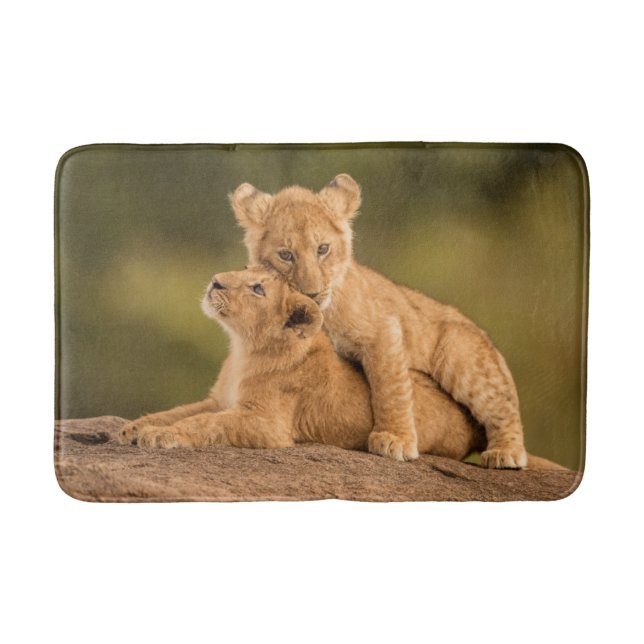 Tapis De Bain Animaux de bébés cutest | Deux Lions Cubs (Devant)