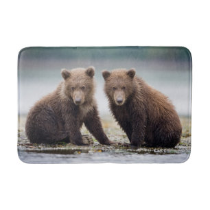 Tapis De Bain Animaux de bébés cutest   Deux petits ours d'ours