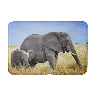Tapis De Bain Animaux de bébés cutest Eléphant africain et mèr