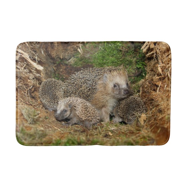Tapis De Bain Animaux de bébés cutest | Famille Hérisson (Devant)