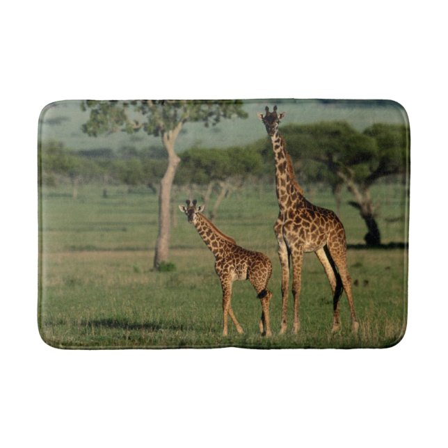 Tapis De Bain Animaux de bébés cutest | Giraffe Calf & Mama (Devant)