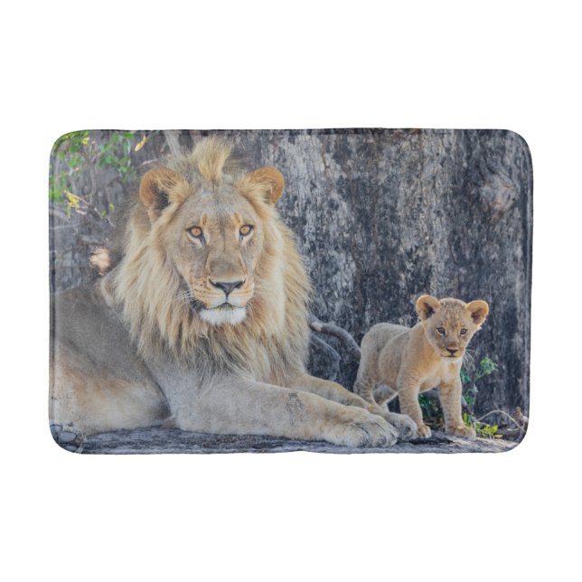 Tapis De Bain Animaux de bébés cutest | Lion Dad & Cub (Devant)