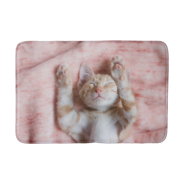 Tapis De Bain Animaux de bébés cutest | Minuscule chaton rayé or (Devant)