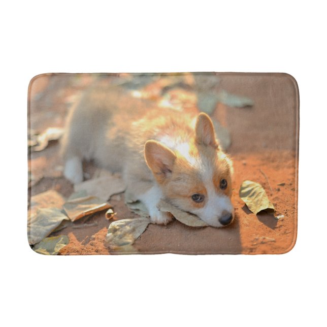 Tapis De Bain Animaux de bébés cutest | Shy Corgi (Devant)