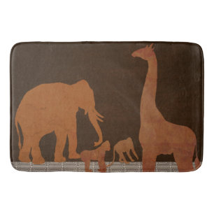 Tapis De Bain Animaux de la jungle safari marron