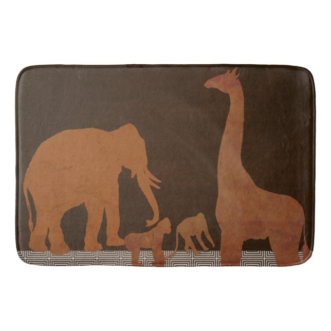 Tapis De Bain Animaux de la jungle safari marron (Devant)