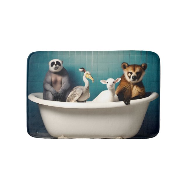 Tapis De Bain Animaux drôles dans la salle de bain (Devant)