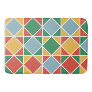 Tapis De Bain années 1950 Vintage diamant motif jaune vert et ro