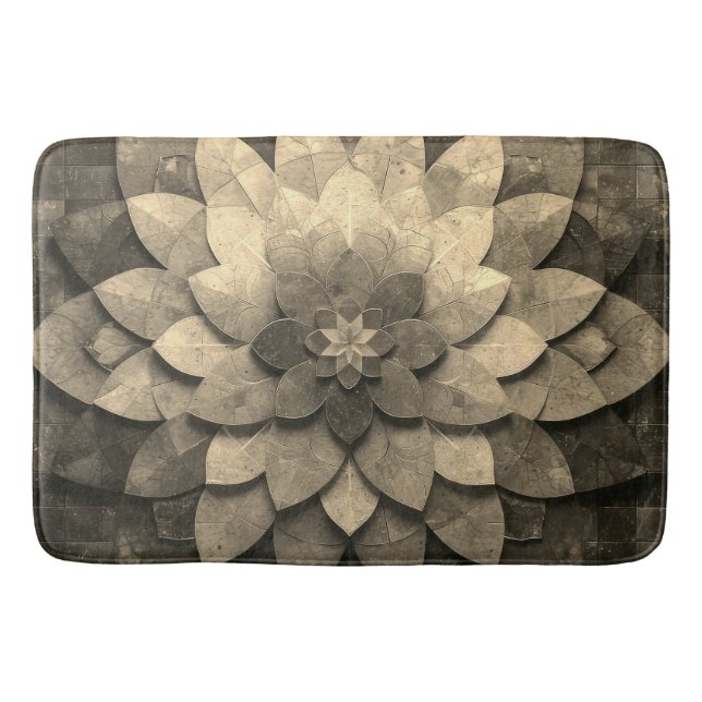 Tapis De Bain Antique Golden Mandala Art Fleur texturée (Devant)