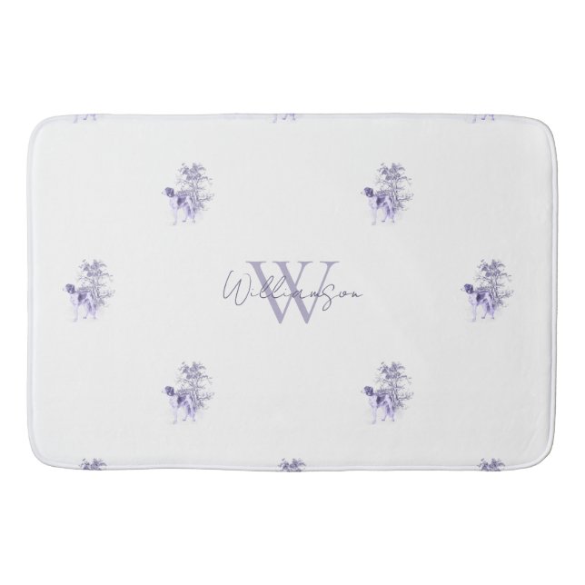 Tapis De Bain Antique Monogramme de chien bleu français (Devant)