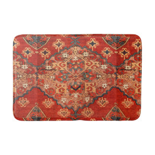 Tapis De Bain Antique Oriental rouge orange Dhurrie Kilim Rug