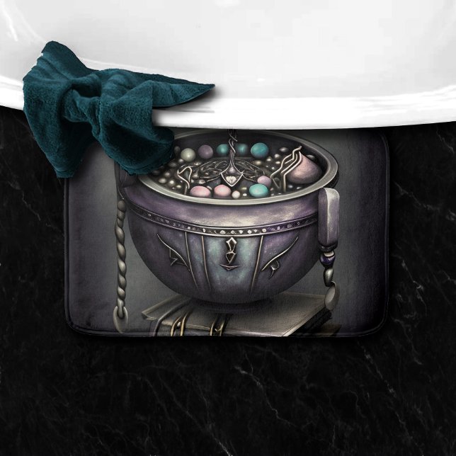 Tapis De Bain Antique Steampunk Cauldron | Pile de Spellbooks (Créateur téléchargé)