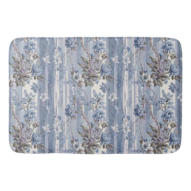 Tapis De Bain Antique Style Français Bleu et Gris (Devant)