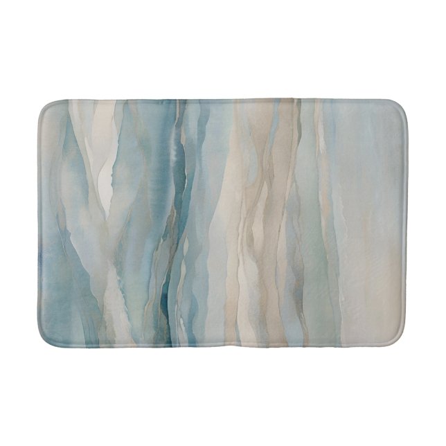 Tapis De Bain Aqua Blue Beige Turquoise Cream Abstrait Motif d'o (Devant)