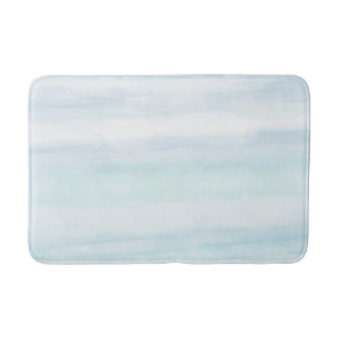 Tapis De Bain Aqua Blue Mint White Aquarelle rayures