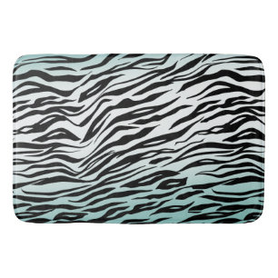 Tapis De Bain Aqua Mint Black Zebra Print Ombre