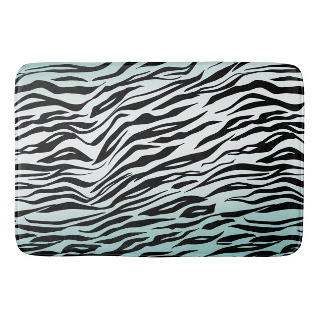 Tapis De Bain Aqua Mint Black Zebra Print Ombre (Devant)
