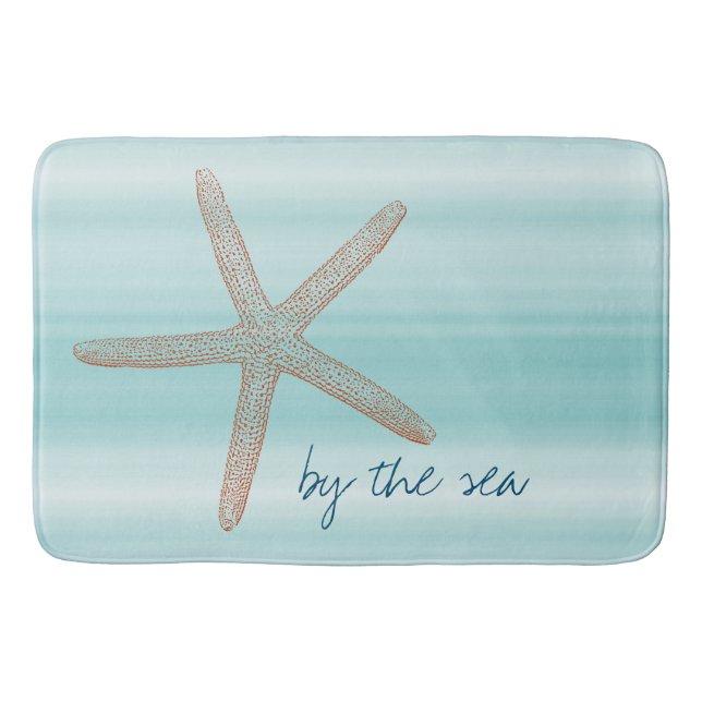 Tapis De Bain Aqua Mint White Beach Vibes Starfish       (Devant)