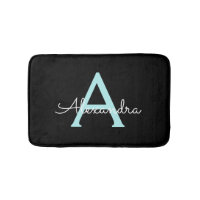 Aqua Teal Blue Script Girly Monogram