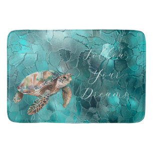Tapis De Bain Aqua Turquoise Turquoise Glam