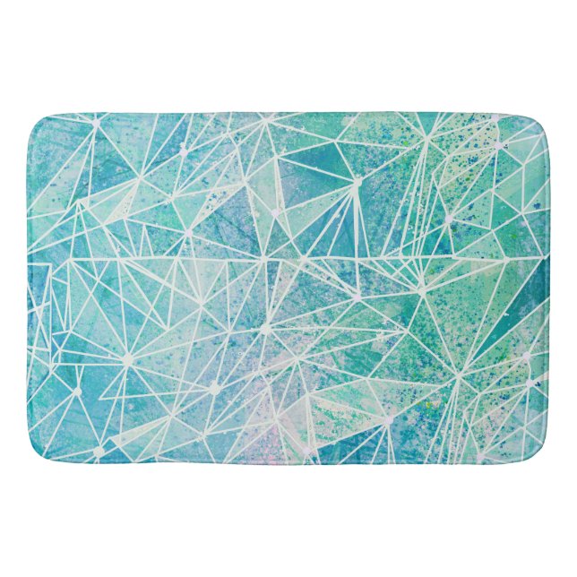 Tapis De Bain aquamarine avec espace géométrique blanc (Devant)