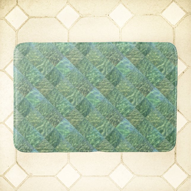 Tapis De Bain Aquamarine Patchwork Sea Green Water Boho Chic (Créateur téléchargé)