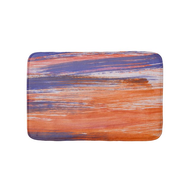 Tapis De Bain Aquarelle Abstraite : Bleu orange (Devant)