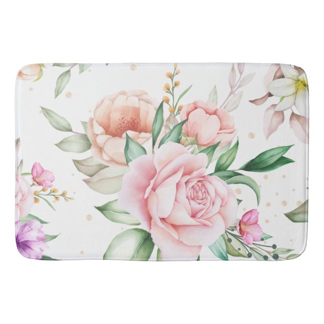 Tapis De Bain Aquarelle Abstraite florale pour femmes (Devant)