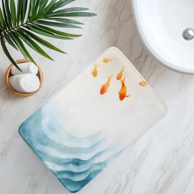 Tapis De Bain Aquarelle Abstraite Koi Fish Serenity (Créateur téléchargé)