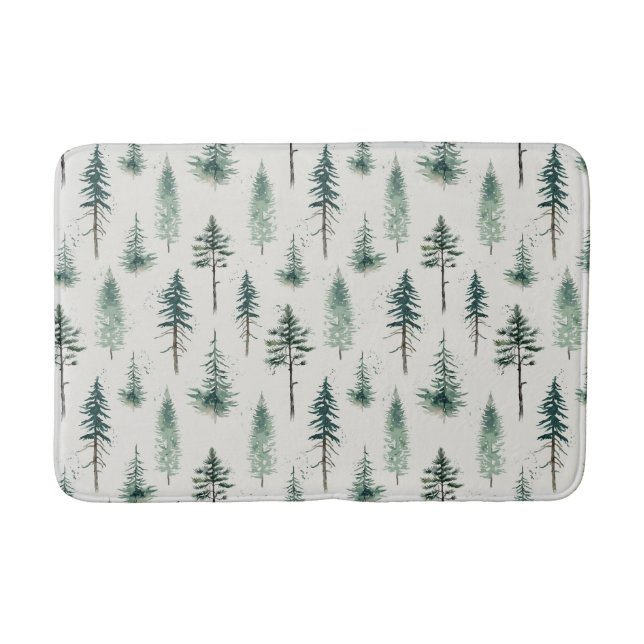 Tapis De Bain Aquarelle Arbres de Noël Motif de vacances (Devant)