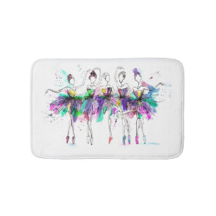 Tapis De Bain Aquarelle Ballerinas : Bright Dance Illustration