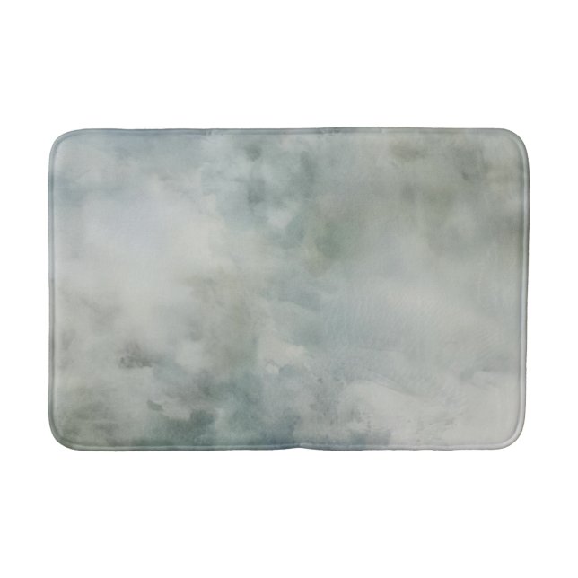 Tapis De Bain Aquarelle blanche couleur bleu foncé Abstraite (Devant)