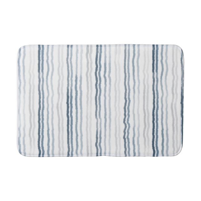Tapis De Bain Aquarelle Bleu Ardoise, Gris, Blanc (Devant)