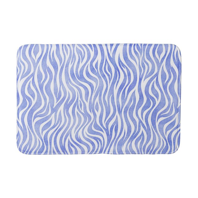 Tapis De Bain Aquarelle bleu Denim Zebra Imprimer (Devant)