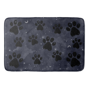 Tapis De Bain Aquarelle bleu Paw Stars Lune