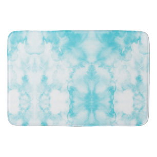 Tapis De Bain Aquarelle bleu turquoise motif abstrait