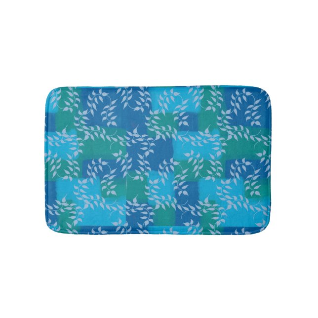 Tapis De Bain Aquarelle bleu vert ivoire (Devant)